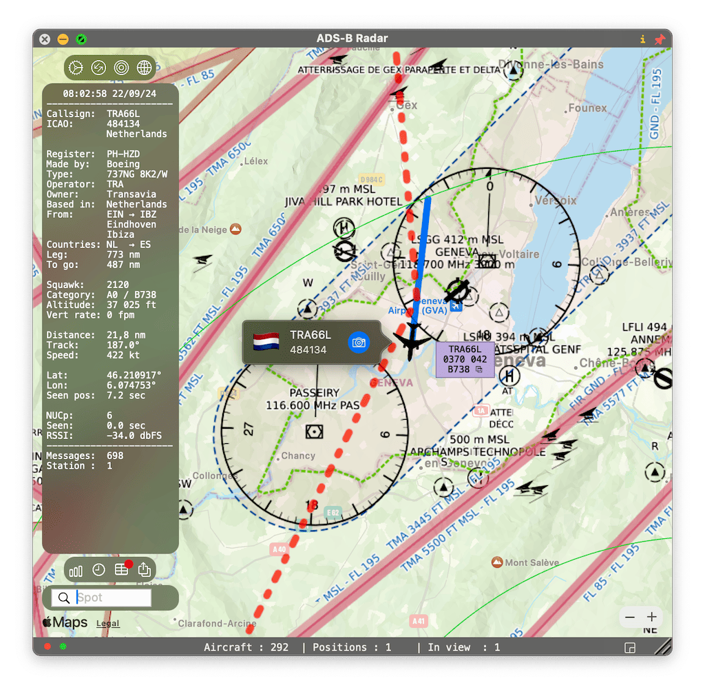 Aeronautical map overlay from openaip.net